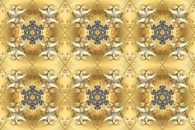 Raster illüstrasyonu. Kusursuz soyut bir arkaplan. Oriental raster klasik bej, sarı ve kahverengi ve altın desenli.