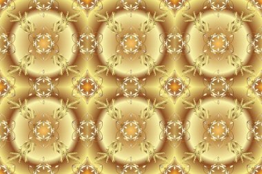 Barok tarzında altın çiçekli süs. Damask kusursuz yinelenen arkaplan. Doku arka planında altın duvar kâğıdı. Bej, nötr ve sarı renklerde altın element.