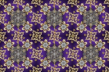 Barok tarzında kusursuz bir doğulu süsü. Geleneksel klasik altın sarısı desenli menekşe, gri ve kahverengi üzerine altın elementlerle.