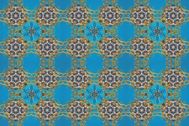 Barok tarzında kusursuz bir doğulu süsü. Raster geleneksel altın pürüzsüz desen mavi, gri ve kahverengi renkler.