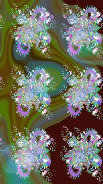 Oldukça eski bir besin torbası deseni, küçük yeşil renkte, çiçekler. Millefleur 'lar. Tekstil, kumaş, kapaklar, duvar kağıtları, baskı, paket, koleksiyon defteri, örgü, dekupaj için çiçek arkaplanı..