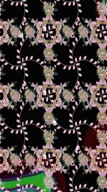 Vadinin çiçekleri siyah renklerde. Raster çiçek desenleri çiziyor..