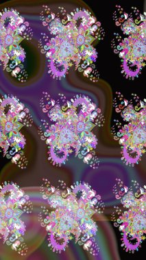 Kahverengi renkte manzaralı çiçek deseni. Sevgililer günü ve tebrik kartı konsepti için şık bir davetiye. Üst manzara, yumuşak stil. Çiçek kompozisyonu, el boyası, hassas şablon..