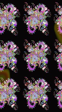 Raster illüstrasyonu. Siyah renkli çiçekler. Çizim çiçek deseni duvar kağıdı için kullanılabilir.