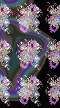 Renkli Bahar Teması eskiz kalıbı. Çiçek deseni. Düz Çiçek Elementleri Tasarımı. Raster çizimi. Güzel kumaş deseni..