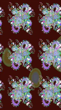 Kahverengi renkli çiçekler. Raster illüstrasyonu. Şirin çiçek elementleri. Çizim.