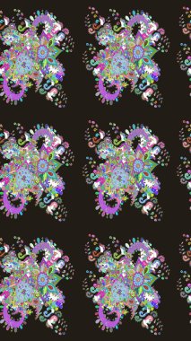 Modern gelişim, gri raster arka plan duvar kağıdı çizimi, klasik çizgi, desenli desenli çiçekler, çiçekli süsler. Çiçekli el çizimi çizimi deseni.