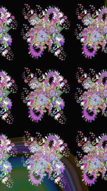 Siyah renkli çiçekler. Çiçek desenli eskiz. Tişört baskısı için çiçek boyama rasteriName.