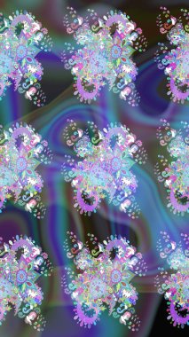 Nazikçe, güzel çiçek arkaplanı. Çiçekli karalama şeklinde Raster çiçek deseni. Mavi renkte çiçekler.