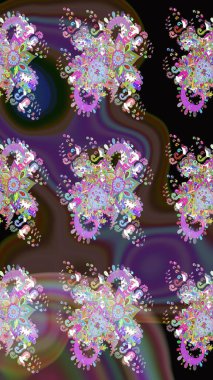 El çizimi Raster çizimi. Parlak elementlerin. Çizim çiçek deseni duvar kağıdı, web sitesi arkaplanı, paket kağıdı, davetiye, broşür, pankart veya web sitesi için kullanılabilir.