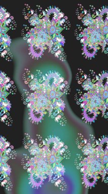 Raster illüstrasyonu. Küçük çiçekteki sevimli çiçek deseni. Gri renkli çiçekler.