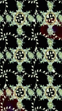 Düz Çiçek Elementleri Tasarımı. Süslü kumaş deseni. Raster illüstrasyonundaki çiçek desenli çizim. Renkli Bahar Teması çizim şablonu.