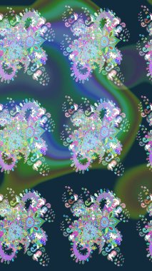 Düz Çiçek Elementleri Tasarımı. Raster illüstrasyonu. Taslak desenli, modaya uygun kumaş deseni. Renkli Bahar Teması eskiz kalıbı. Şirin çiçek elementleri..