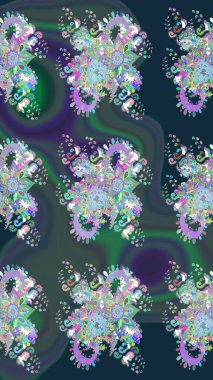 Düz Çiçek Elementleri Tasarımı. Şirin çiçek elementleri. Raster illüstrasyonu. Taslak desenli, modaya uygun kumaş deseni. Renkli Bahar Teması çizim şablonu.