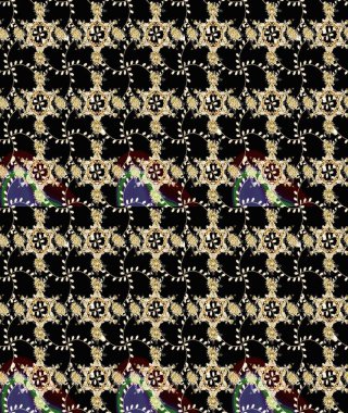 Küçük çiçekli yay deseni çiz. Suluboya tarzında siyah renklerde. Raster illüstrasyonu.