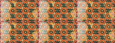 Kusursuz altın desen. Raster oryantal süs. Turuncu renklerde, altın elementlerle kusursuz desen.