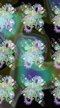 Renkli Bahar Teması eskiz kalıbı. Raster illüstrasyonu. Yeşil renkli çiçekler. Çiçekli çiçek deseni, suluboya. Düz Çiçek Elementleri Tasarımı.