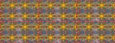 Raster illüstrasyonundaki çiçek desenli çizim. Kahverengi renkte çiçekler.