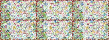 Düz çiçek öğeleri tasarım. Bahar Tema Dikişsiz desen arka plan rengi. Fantezi kumaş deseni. Raster çizimde sorunsuz çiçek desenli.