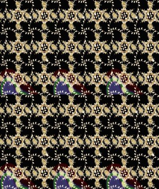 Küçük çiçekli yay deseni çiz. Suluboya tarzında siyah renklerde. Raster illüstrasyonu.