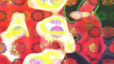 Pembe ve sarı renkli şirin çiçekler. Raster illüstrasyonu. Moda baskısı, albüm, ambalaj kağıdı ve duvar kağıdı için zarif dekoratif süslemeler. Küçük çiçekli basit bir çiçek çizimi..