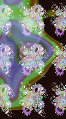 Raster illüstrasyonu. Gri renklerde. Gri renkli gri papatya deseni.