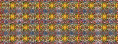 Raster illüstrasyonundaki çiçek desenli çizim. Kahverengi renkte çiçekler.