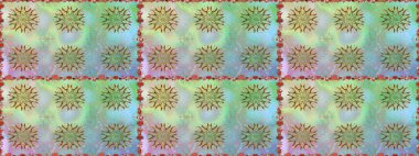 Düz Çiçek Elementleri Tasarımı. Renkli Bahar Temalı Kusursuz Arkaplan. Zentangle soyut çiçekleri. Raster illüstrasyonu. Karalama çiçeği. Şirin kumaş deseni.