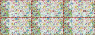 Düz çiçek öğeleri tasarım. Bahar Tema Dikişsiz desen arka plan rengi. Fantezi kumaş deseni. Raster çizimde sorunsuz çiçek desenli.