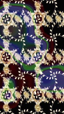 Eskiz klasiği. Düz Çiçek Elementleri Tasarımı. Renkli Bahar Teması eskiz kalıbı. Raster Şirin kumaş deseni.