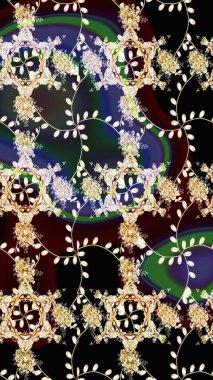 Düz Çiçek Elementleri Tasarım Raster illüstrasyonu. Çiçek desenli eskiz. Renkli Bahar Teması eskiz kalıbı. Siyah renkte çiçekler.