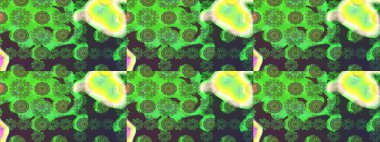 El çizimi çiçekli soyut çizim kalıbı. Yeşil renkli çiçekler. Raster illüstrasyonu.