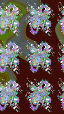 Renkli Bahar Teması eskiz kalıbı. Raster güzel kumaş deseni çiziyor. Düz Çiçek Elementleri Tasarımı. Çiçek deseni.