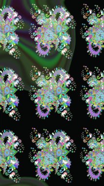 Raster illüstrasyonu. Yumuşak, bahar çiçekleri siyah renklerde. Raster çiçek desenli ve çiçekli..