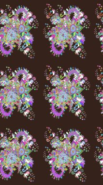 Mor çiçekli eskiz deseni, suluboya çiçek deseni, sevimli çiçek, duvar kağıdı, kart veya kumaş için fayanslı. Raster - stok.