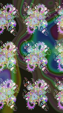 Çiçek arkaplan. Çiçek duvar kâğıdı. Raster illüstrasyonu. Yeşil renkli şirin tekstil. Renkli çizim deseni.