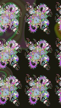 Raster illüstrasyonu. Güzel kumaş deseni. Güzel karalamalı çiçek desenli çizim. Küçük çiçekte sevimli çiçek deseni var..