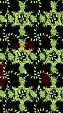 Yumuşak, bahar çiçekleri siyah renklerde. Raster illüstrasyonu. Yaprak ve çiçeklerin suluboya resimleri, siyah renklerdeki çizimler..