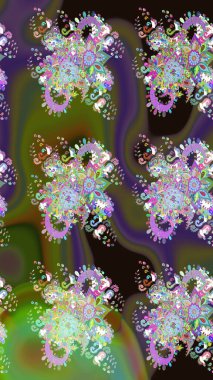 Sketch Colour Spring Theme eskiz kalıbı. Yeşil renkli çiçekler. Sevimli çiçek raster deseni. Düz Çiçek Elementleri Tasarımı.