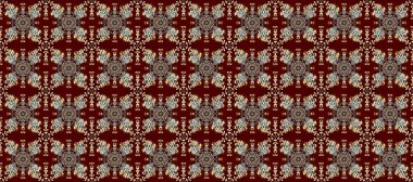 Raster geometrik arka plan. Altın rengi, kusursuz çizim. Kahverengi, kırmızı ve gri renklerde, altın çiçekli altın desenler. Senin tasarımın için, duvar kağıdı..