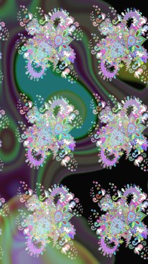 Yeşil renkli şirin çiçek deseni. Düz Çiçek Elementleri Tasarımı. Raster Modaya uygun kumaş deseni. Renkli Bahar Teması çizim şablonu.