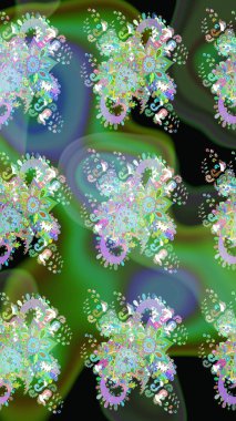 Çizim çiçek deseni duvar kâğıdı olarak kullanılabilir. Raster illüstrasyonu. Yeşil renkte çiçekler.