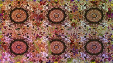 Barok tarzında duvar kağıdı tasarımı için kusursuz damaske deseni arkaplanı. Kahverengi renklerde altın desenler ve altın elementler. Süslü raster dekorasyonu.