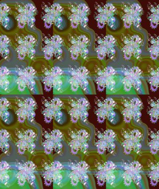 Yeşil renkli etnik çiçeklerle süslenmiş zarif bir eskiz şekli. Raster Çiçek İllüstrasyonu güzel tekstil..