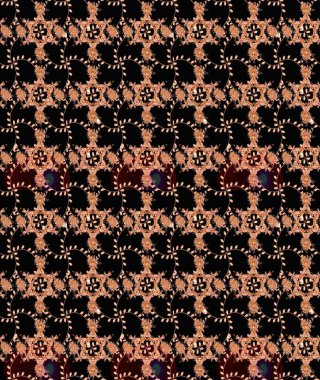 Raster deseni. Bahar çiçekleri dallı desen, siyah renkler çiçekli siluet..