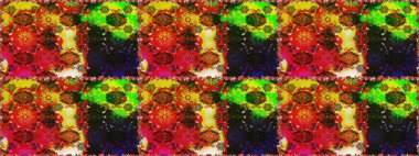 Soyut etnik raster kusursuz desen. Kabile sanatı boho baskısı, klasik çiçek arkaplanı. Arkaplan dokusu, duvar kağıdı, kırmızı renkli çiçek teması.