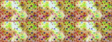 Motley illüstrasyonu. Çiçekli bahar çiçekleri. Küçük çiçekte güzel bir desen. Küçük renkli çiçekler. Moda baskıları için zarif bir şablon.