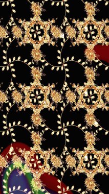 Elle boyanmış suluboya resim çizimleri, çiçekler ve bitkiler. Siyah renkte çiçekler.