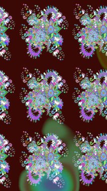 Kahverengi renkli bitkilerden oluşan parlak çiçekli çizim deseni.