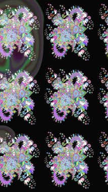 Soyut etnik raster çizim kalıbı. Arkaplan dokusu, duvar kağıdı, çiçek temalı siyah renkler. Kabile sanatı boho baskısı, klasik çiçek arkaplanı.